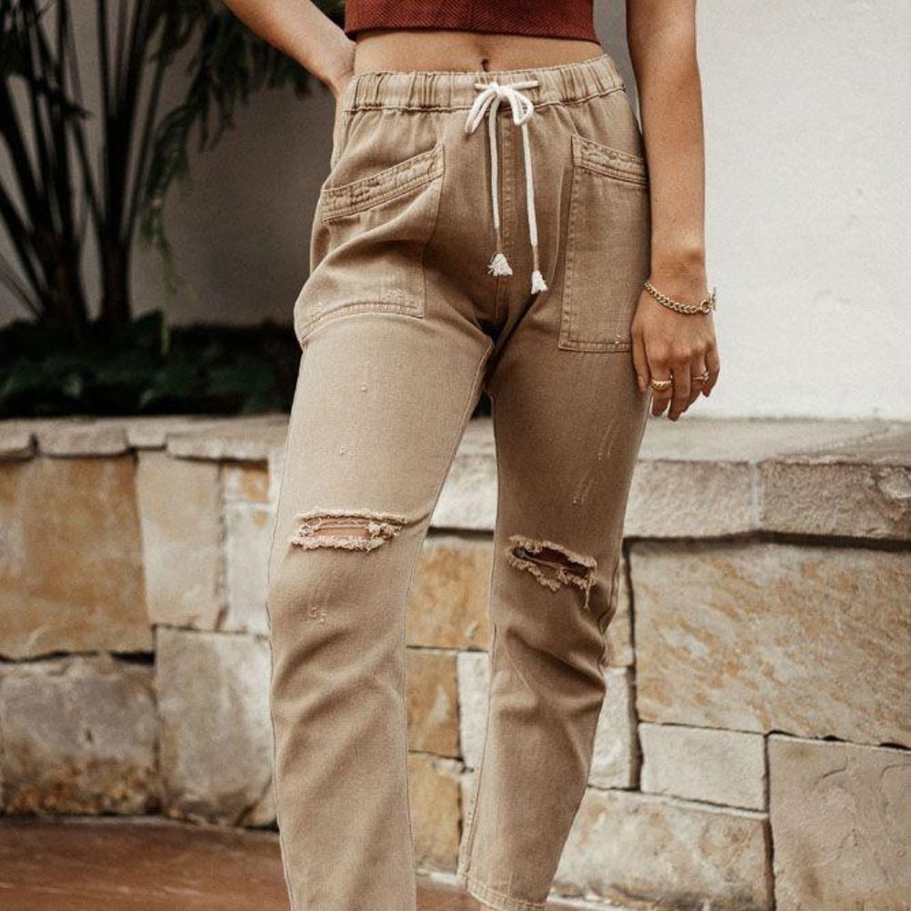 Oaklynn Relaxed distressed joggers